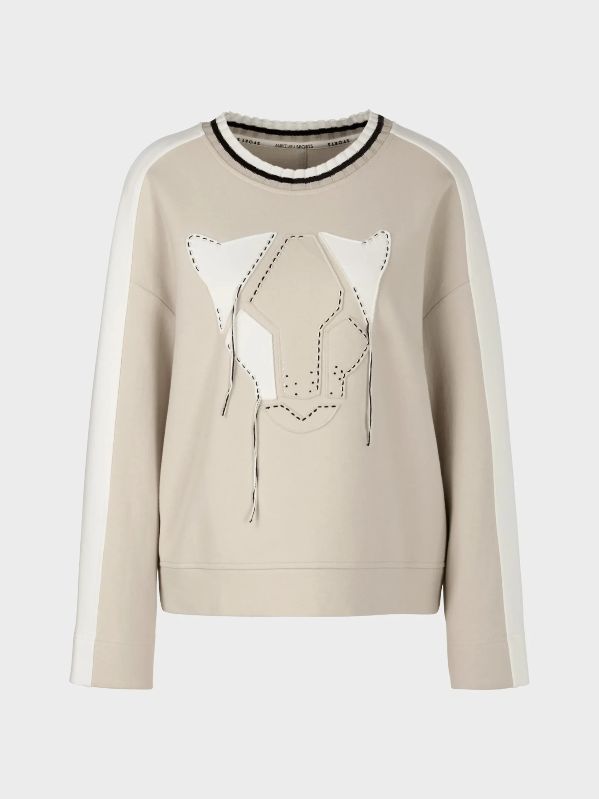 Marc Cain Pullover & Sweatshirts-SWEATSHIRT MIT LEO-KOPF APPLIKATION soft moon rock