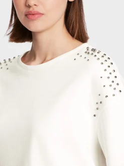 Marc Cain Pullover & Sweatshirts-SWEATSHIRT MIT STRASSAPPLIKATION off-white