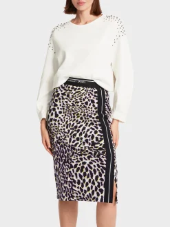 Marc Cain Pullover & Sweatshirts-SWEATSHIRT MIT STRASSAPPLIKATION off-white