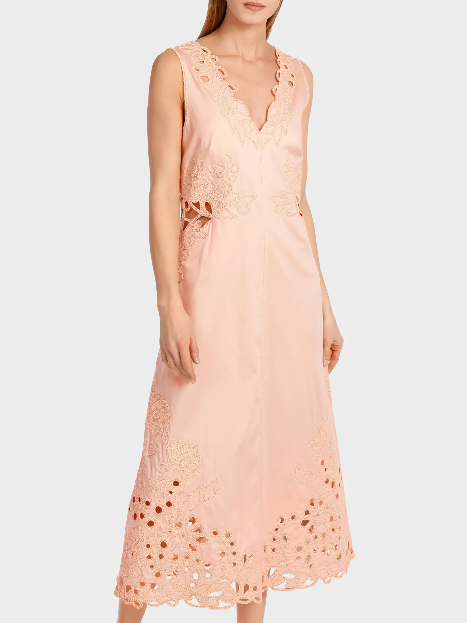 Marc Cain Kleider-TAILLIERTES KLEID MIT LOCKSTICKEREI soft rose