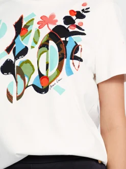 Marc Cain Shirts & Tops-TAILLIERTES T-SHIRT MIT DRUCK off-white