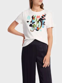 Marc Cain Shirts & Tops-TAILLIERTES T-SHIRT MIT DRUCK off-white