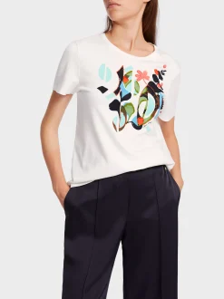 Marc Cain Shirts & Tops-TAILLIERTES T-SHIRT MIT DRUCK off-white