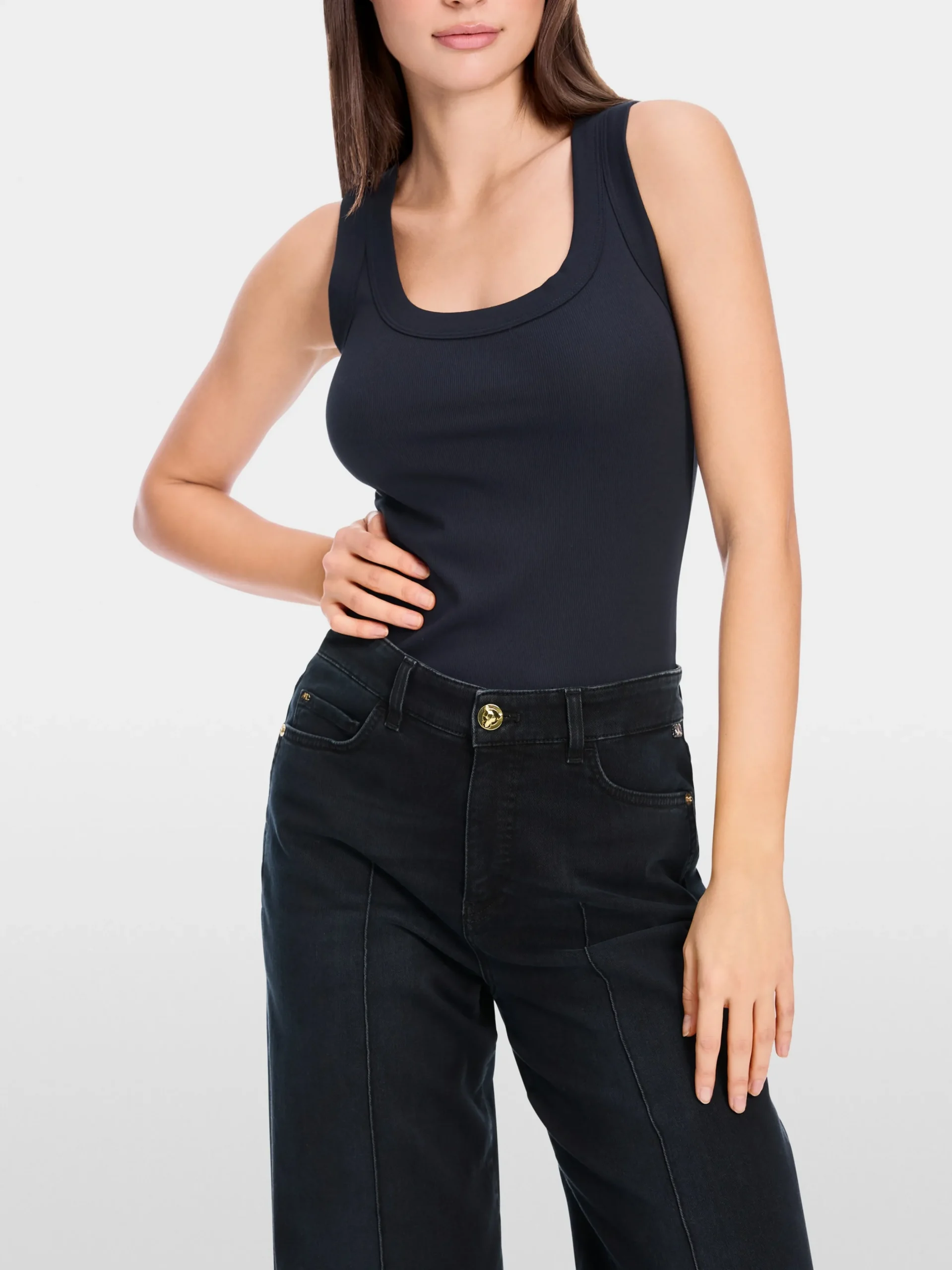 Marc Cain Shirts & Tops-TANKTOP AUS FEINRIPP midnight blue