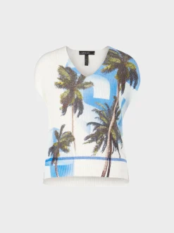 Marc Cain Pullover & Sweatshirts-TANK-TOP MIT PALMENPRINT bright azure