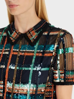 Marc Cain Kleider-TÜLLKLEID MIT PAILLETTEN UND PERLEN midnight blue