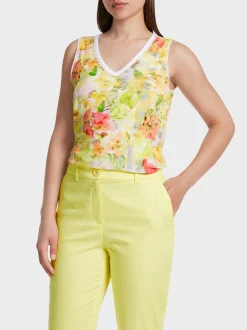 Marc Cain Shirts & Tops-TOP IM BLURRY BLUMEN-DESSIN pale lemon