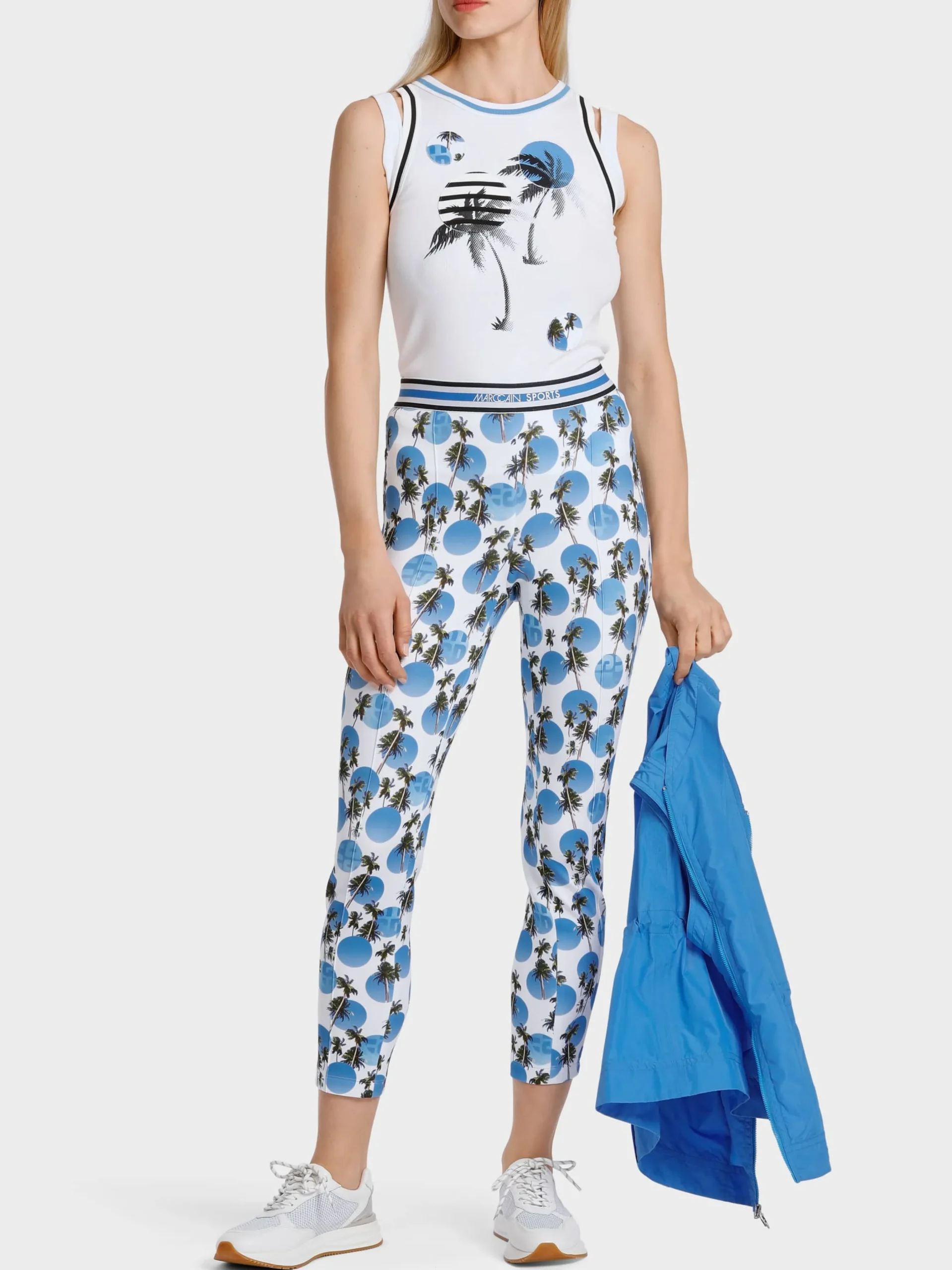 Marc Cain Shirts & Tops-TOP MIT PALMENAPPLIKATION white