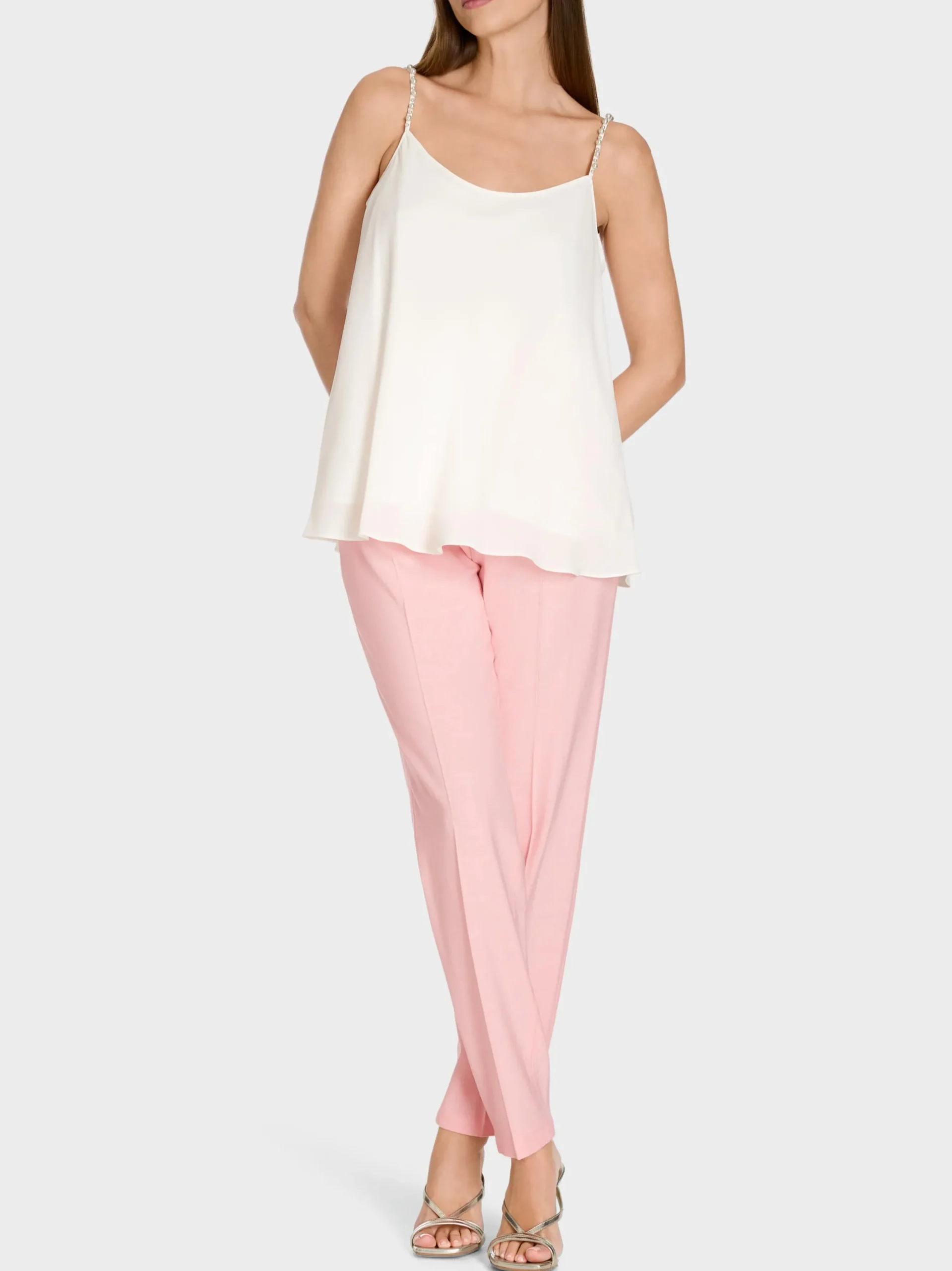 Marc Cain Shirts & Tops-TOP MIT PERLENBESETZTEN TRÄGERN off-white