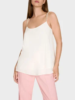 Marc Cain Shirts & Tops-TOP MIT PERLENBESETZTEN TRÄGERN off-white