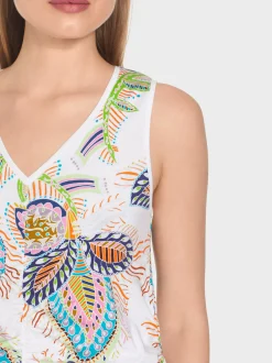 Marc Cain Shirts & Tops-TOP MIT RAFFUNG off-white