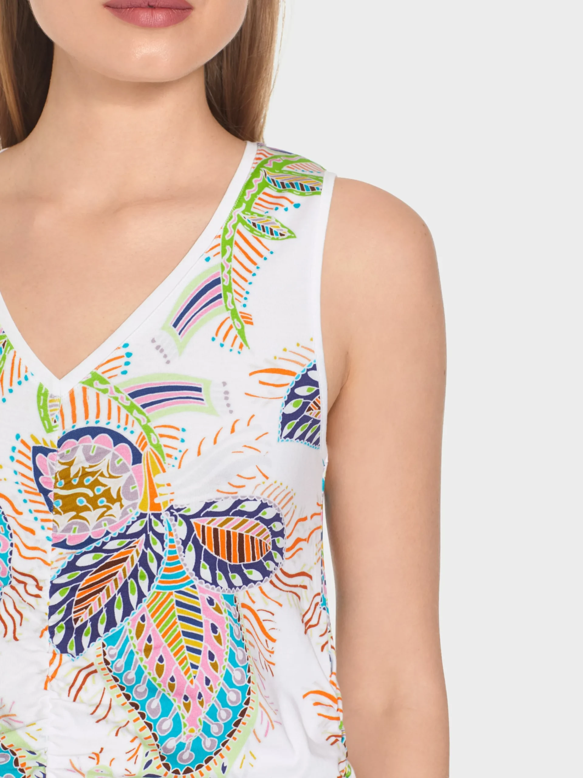 Marc Cain Shirts & Tops-TOP MIT RAFFUNG off-white