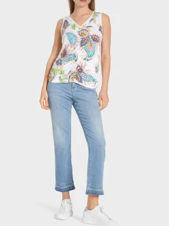 Marc Cain Shirts & Tops-TOP MIT RAFFUNG off-white