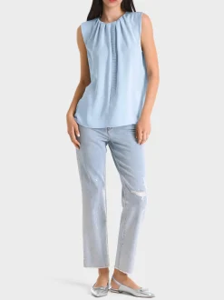 Marc Cain Shirts & Tops-TOP MIT RÜSCHEN-DETAIL soft summer sky
