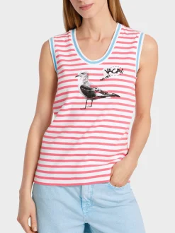 Marc Cain Shirts & Tops-TOP MIT VOGELAPPLIKATION light neon red