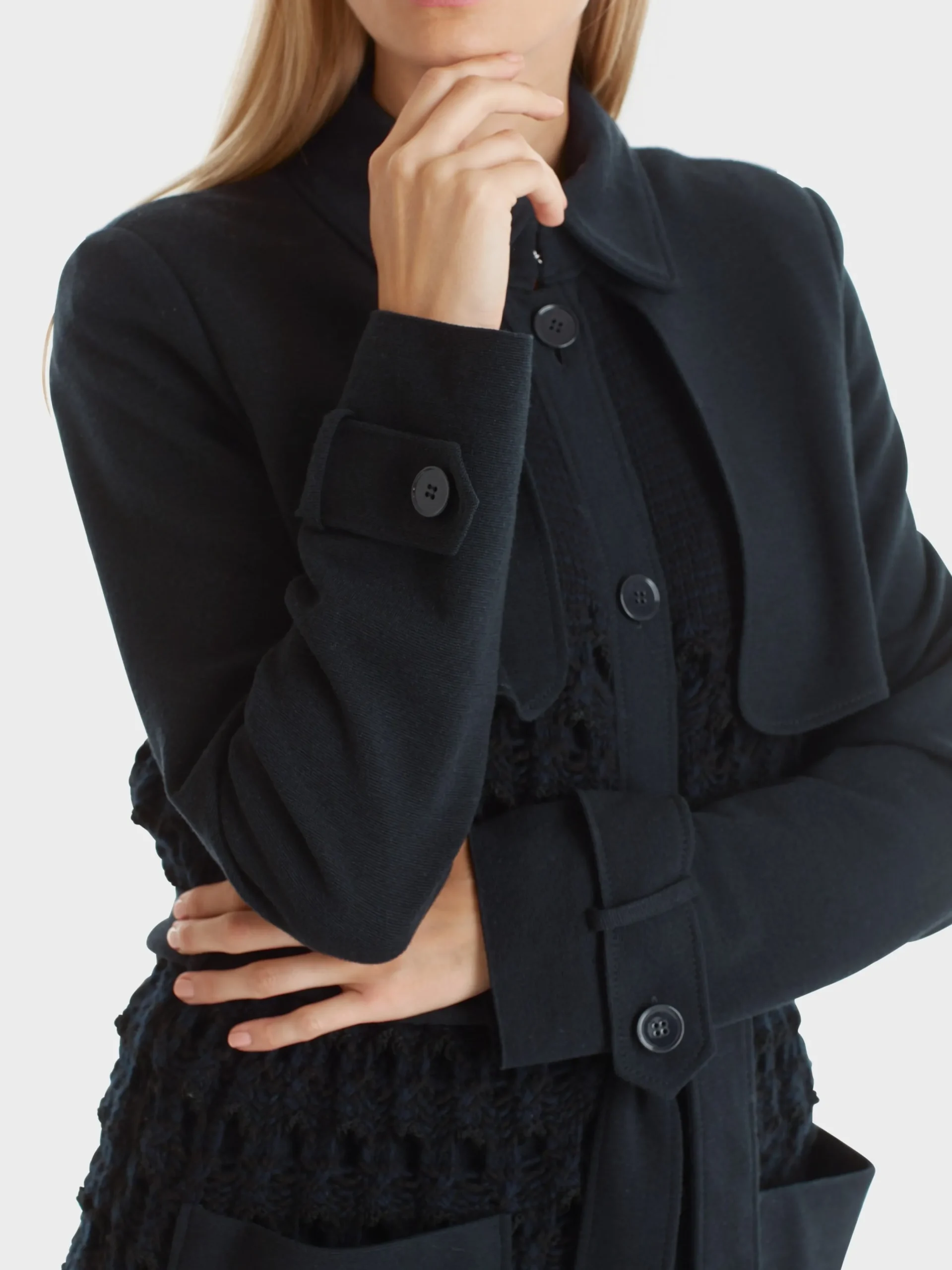 Marc Cain Mäntel & Outdoorjacken|Strick-TRENCHCOAT KNITTED IN GERMANY midnight blue