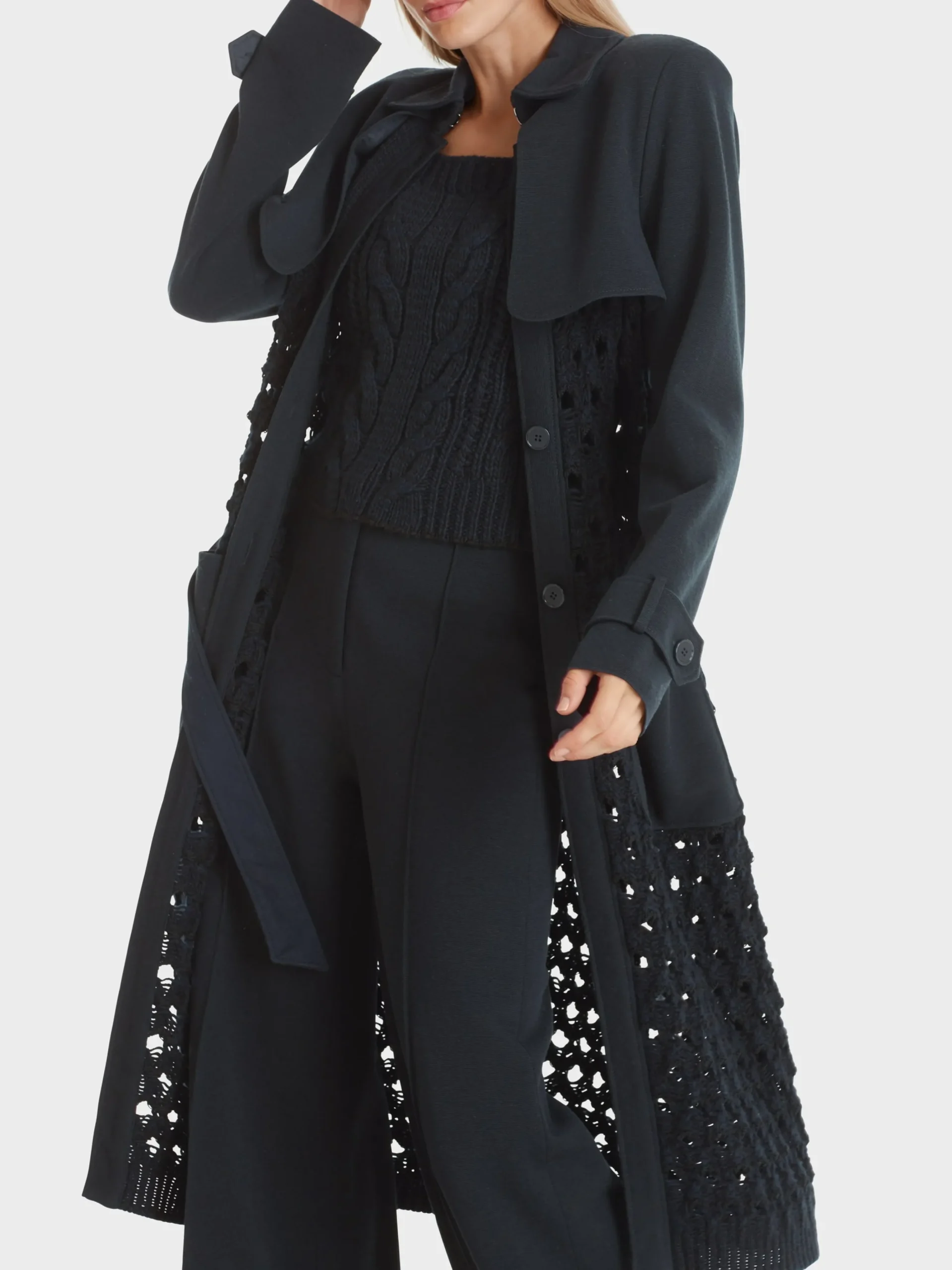 Marc Cain Mäntel & Outdoorjacken|Strick-TRENCHCOAT KNITTED IN GERMANY midnight blue
