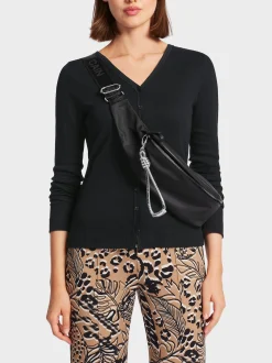 Marc Cain Shirts & Tops-T-SHIRT AUS BAUMWOLLRIPP black