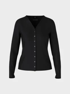 Marc Cain Shirts & Tops-T-SHIRT AUS BAUMWOLLRIPP black