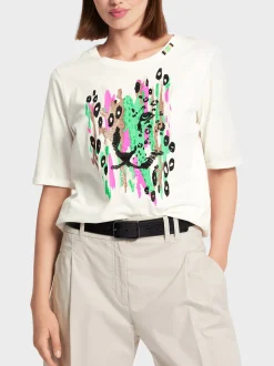 Marc Cain Shirts & Tops-T-SHIRT AUS REINER BAUMWOLLE - MIT PRINT off-white
