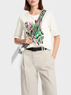 Marc Cain Shirts & Tops-T-SHIRT AUS REINER BAUMWOLLE - MIT PRINT off-white
