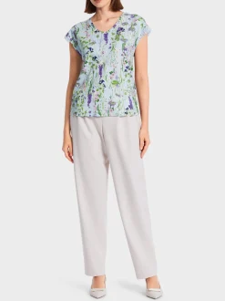 Marc Cain Shirts & Tops-T-SHIRT IM BLUMEN-DESSIN soft summer sky