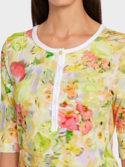 Marc Cain Shirts & Tops-T-SHIRT IM BLURRY PRINT pale lemon