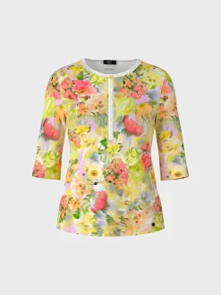 Marc Cain Shirts & Tops-T-SHIRT IM BLURRY PRINT pale lemon