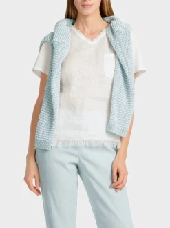 Marc Cain Shirts & Tops-T-SHIRT IM MATERIALMIX off-white