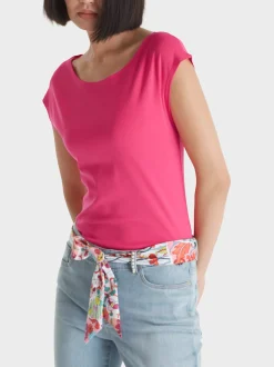 Marc Cain Shirts & Tops-T-SHIRT MIT ANGESCHNITTENEM ARM super pink