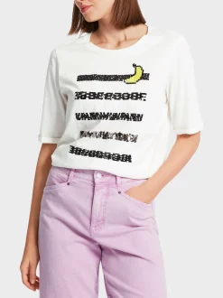 Marc Cain Shirts & Tops-T-SHIRT MIT APPLIKATIONEN off-white