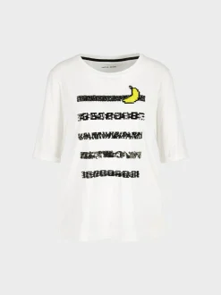 Marc Cain Shirts & Tops-T-SHIRT MIT APPLIKATIONEN off-white