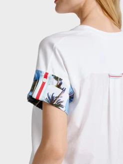 Marc Cain Shirts & Tops-T-SHIRT MIT BEDRUCKTEN ÄRMELN white