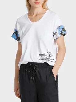 Marc Cain Shirts & Tops-T-SHIRT MIT BEDRUCKTEN ÄRMELN white