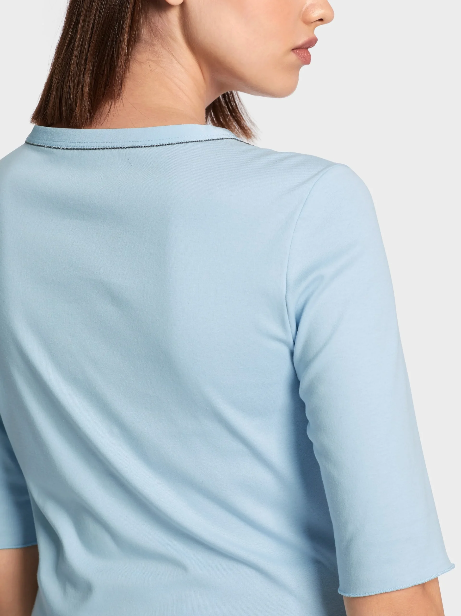 Marc Cain Shirts & Tops-T-SHIRT MIT BORDÜRE soft summer sky
