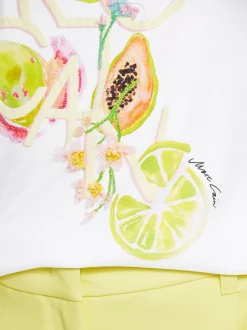 Marc Cain Shirts & Tops-T-SHIRT MIT 3D-APPLIKATION white