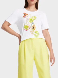 Marc Cain Shirts & Tops-T-SHIRT MIT 3D-APPLIKATION white