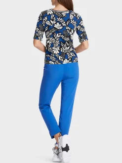 Marc Cain Shirts & Tops-T-SHIRT MIT FLORALEM PRINT bright royal blue