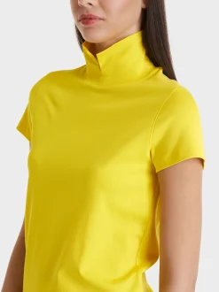 Marc Cain Shirts & Tops-T-SHIRT MIT GESCHLITZTEM MOCK-NECK bright sulphur