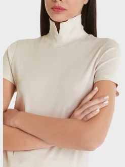 Marc Cain Shirts & Tops-T-SHIRT MIT GESCHLITZTEM MOCK-NECK smoke