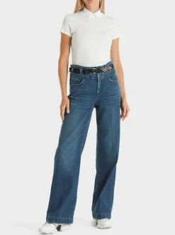 Marc Cain Shirts & Tops-T-SHIRT MIT GESCHLITZTEM MOCK-NECK white