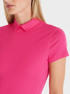 Marc Cain Shirts & Tops-T-SHIRT MIT GESCHLITZTEM MOCK-NECK super pink