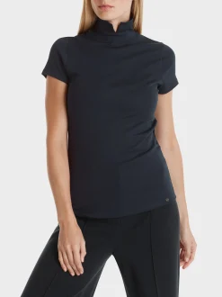 Marc Cain Shirts & Tops-T-SHIRT MIT GESCHLITZTEM MOCK-NECK midnight blue