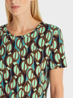Marc Cain Shirts & Tops-T-SHIRT MIT GRAFISCHEM MUSTER soft malachite