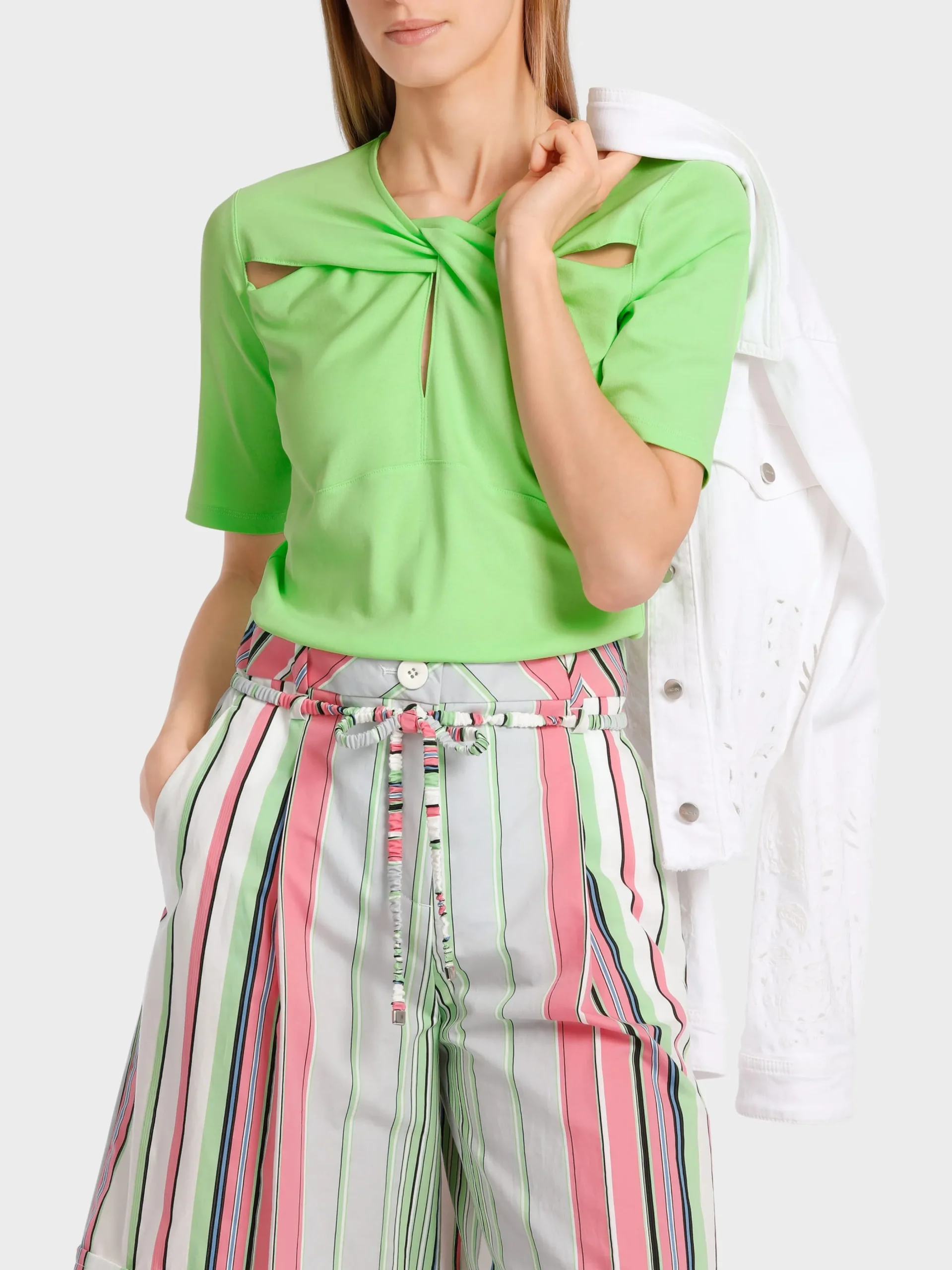 Marc Cain Shirts & Tops-T-SHIRT MIT KNOTENEFFEKT light apple green