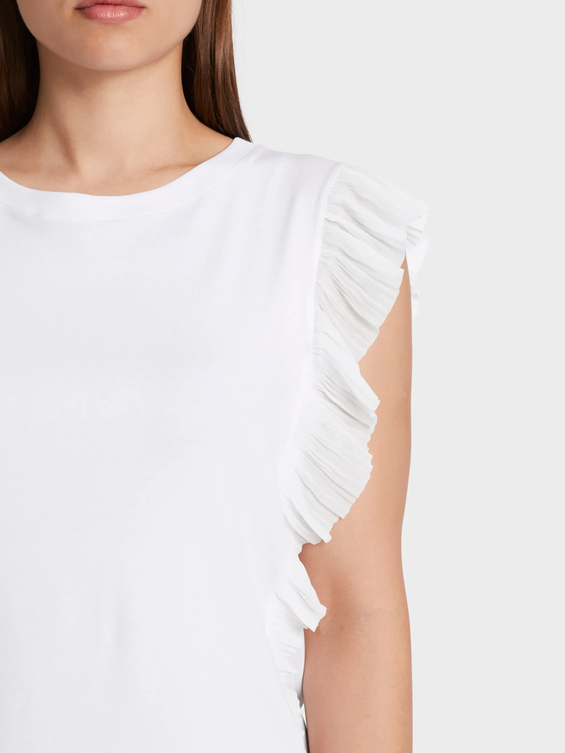 Marc Cain Shirts & Tops-T-SHIRT MIT KURZEM RÜSCHEN-ÄRMEL white