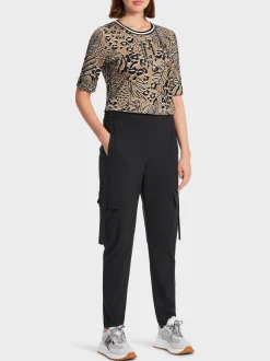 Marc Cain Shirts & Tops-T-SHIRT MIT LEO-PRINT bright camel