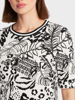 Marc Cain Shirts & Tops-T-SHIRT MIT LEO-PRINT off-white