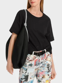 Marc Cain Shirts & Tops-T-SHIRT MIT LOCHSTICKEREI black