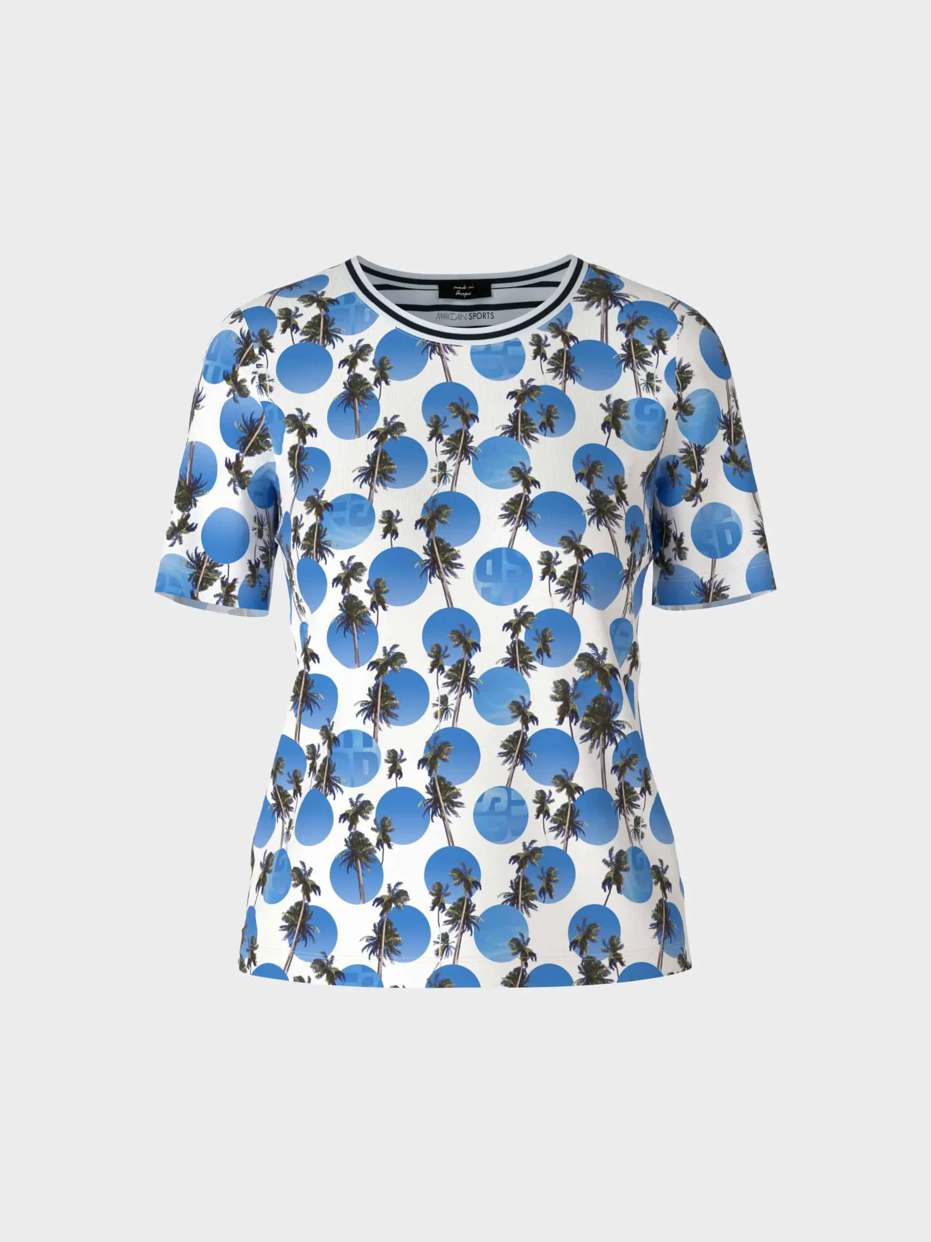 Marc Cain Shirts & Tops-T-SHIRT MIT PALMENPRINT bright azure